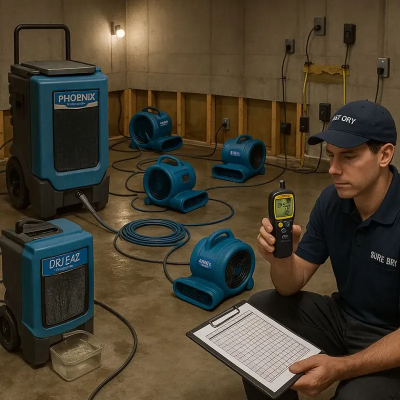 Structural Drying and Dehumidification process in Barrett, TX